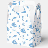 Boten en Dolfijnen Nautisch Patroon Blauw Wit Bedankdoosjes (Open)