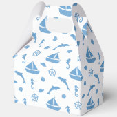 Boten en Dolfijnen Nautisch Patroon Blauw Wit Bedankdoosjes (Achterkant)