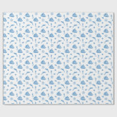 Boten en Dolfijnen Nautisch Patroon Blauw Wit Cadeaupapier (Vlak)