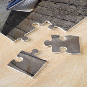 boten en oude flint gebouwen originele foto op het legpuzzel (Zijkant)