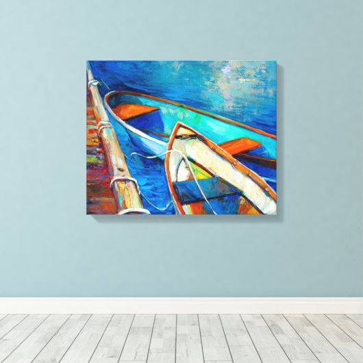 Boten en pier canvas afdruk (Insitu (Houten vloer))