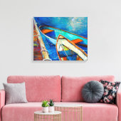 Boten en pier canvas afdruk (Insitu (Woonkamer))