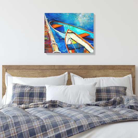 Boten en pier canvas afdruk (Insitu (Slaapkamer))