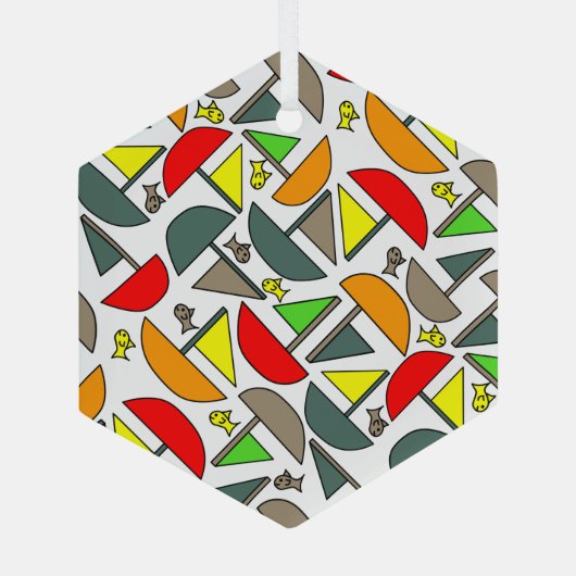 Boten en Vissen Glas Ornament (Achterkant)