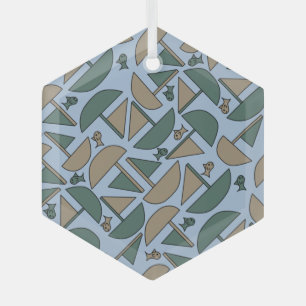 Boten en Vissen Glas Ornament