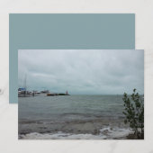 Boten en vuurtoren op oceaan landschap foto feestdagenkaart (Voorkant / Achterkant)