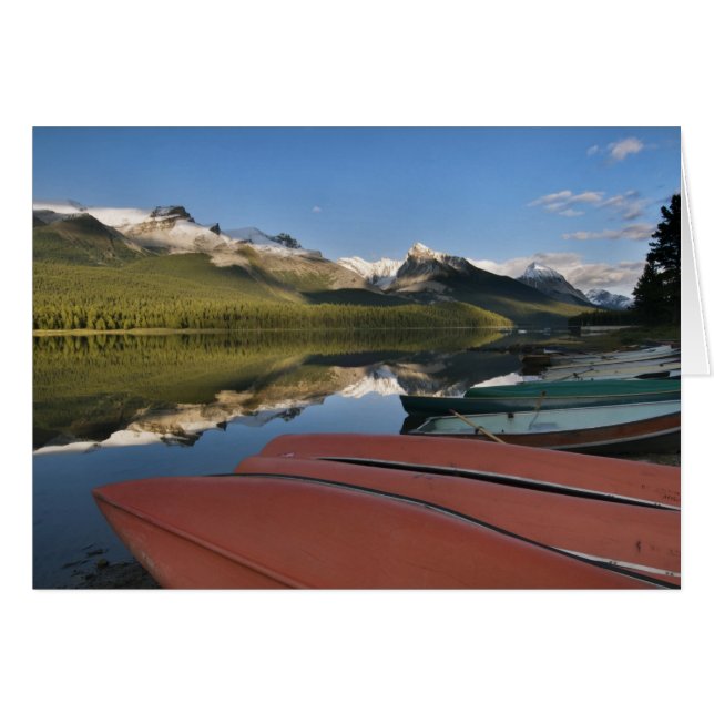 Boten geparkeerd aan de oever van Maligne Lake, (Voorkant Horizontaal)
