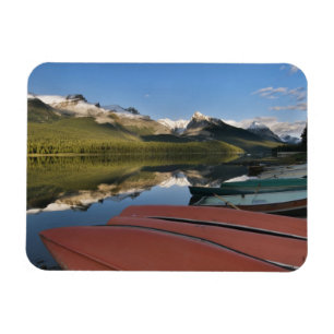 Boten geparkeerd aan de oever van Maligne Lake, Magneet