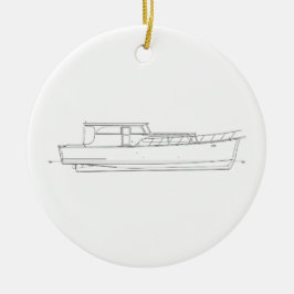  Boten - Houten Cabin Cruiser Keramisch Ornament