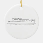  Boten - Houten Cabin Cruiser Keramisch Ornament (Achterkant)