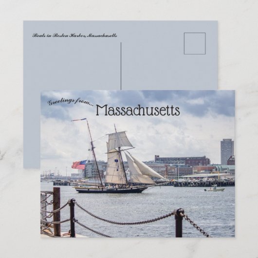 Boten in Boston Harbor Massachusetts Briefkaart (Voorkant / Achterkant)