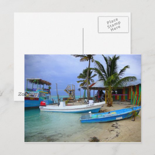 Boten in Caye Caulker, Belize Briefkaart (Voorkant / Achterkant)