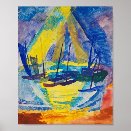 Boten in de avondzon | Fritz Schaefler Poster (Voorkant)