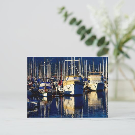 Boten in de haven briefkaart (Staand voorkant)