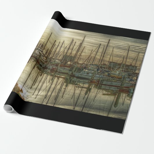 Boten in de haven cadeaupapier (Uitgerold)