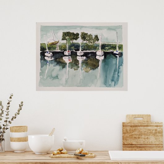 Boten in de haven poster (Keuken)