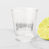 Boten in de haven shot glas (Achterkant)