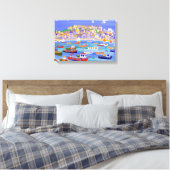 Boten in de haven, St Ives Canvas Afdruk (Insitu (Slaapkamer))