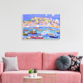 Boten in de haven, St Ives Canvas Afdruk (Insitu (Woonkamer))