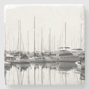 Boten in de haven stenen onderzetter