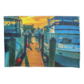 Boten in de haven zonsondergang kussensloop (Voorkant-Links)