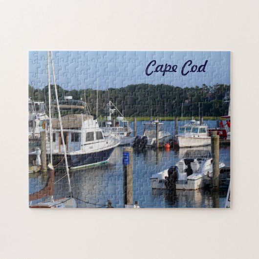 Boten in een Kaap Cod Harbour Legpuzzel (Horizontaal)