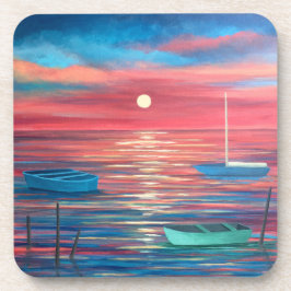 Boten in een reeks van 6 zonnepanelen bier onderzetter