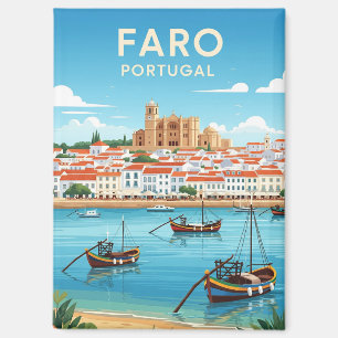 Boten in Faro Portugal Algarve Reizen Magneet