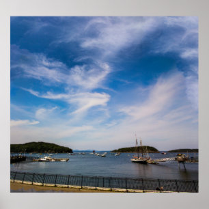 Boten in Frenchman Bay, Maine in de zomer Poster