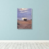Boten in het maanlicht op South Beach, Anna Ancher Canvas Afdruk (Insitu (Houten vloer))