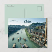 Boten in Hunan China Briefkaart (Voorkant / Achterkant)
