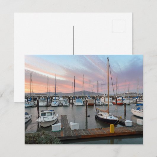 Boten in jachthaven briefkaart (Voorkant / Achterkant)