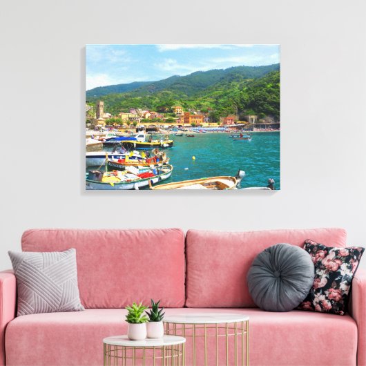 Boten in Monterosso, Cinque Terre, Italië Canvas Afdruk (Insitu (Woonkamer))