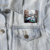 Boten in Venetië Vierkante Button 5,1 Cm (In situ)