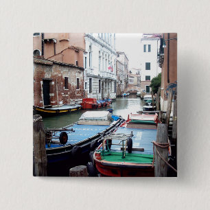 Boten in Venetië Vierkante Button 5,1 Cm