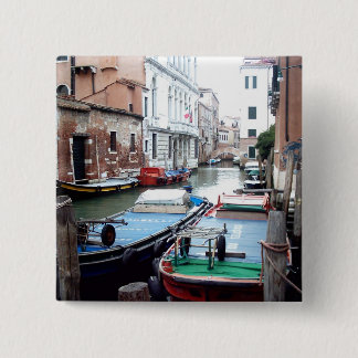 Boten in Venetië Vierkante Button 5,1 Cm