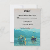 boten - marinebestemming bruiloft RSVP kaartje (Voorkant)
