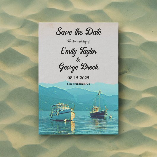  boten - marinebestemming bruiloft save the date