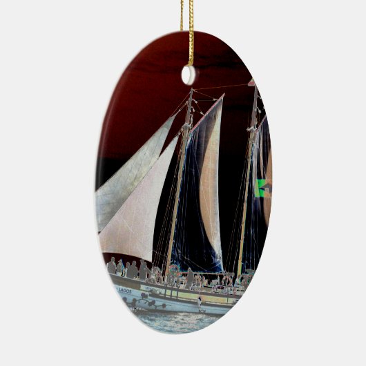 Boten onder zeilen keramisch ornament (Rechts)