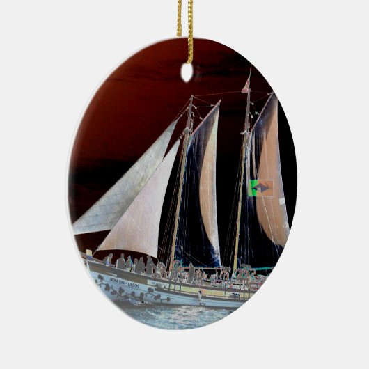 Boten onder zeilen keramisch ornament (Rechts)