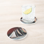 Boten onder zeilen zandsteen onderzetter (Zijkant)