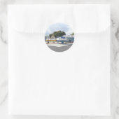 Boten Op De Harde Ondergrond Ronde Sticker (Tas)