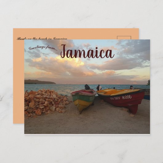 Boten op een strand in Jamaica Briefkaart (Voorkant / Achterkant)