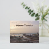 Boten op een strand in Nouakchott Mauritanië Briefkaart (Staand voorkant)