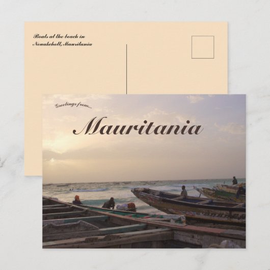 Boten op een strand in Nouakchott Mauritanië Briefkaart (Voorkant / Achterkant)