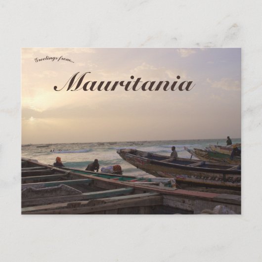 Boten op een strand in Nouakchott Mauritanië Briefkaart (Voorkant)
