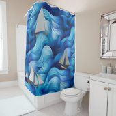 Boten op een wilde oceaan douchegordijn (In situ)