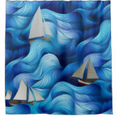 Boten op een wilde oceaan douchegordijn (Voorkant)