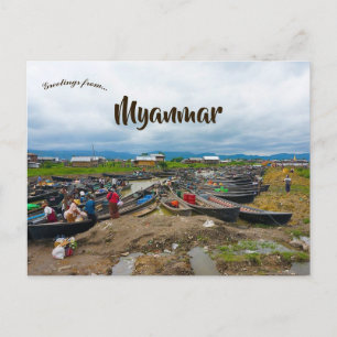 Boten op het Inle Lake Bagan Yangon Myanmar Briefkaart