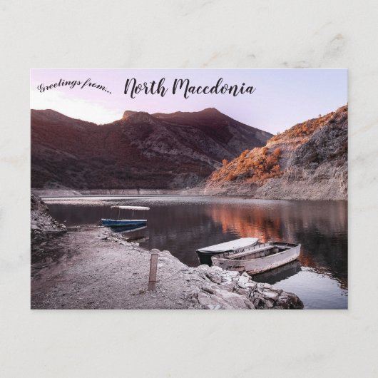 Boten op het Kozjakmeer Noord-Macedonië Briefkaart (Voorkant)